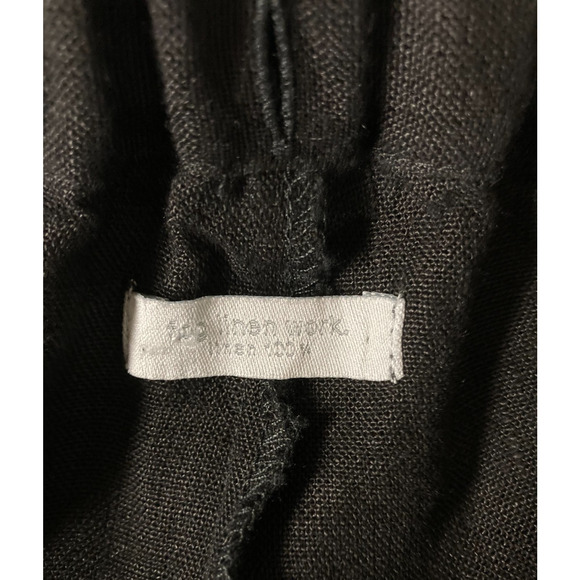 fog linen work Lithuanian Black Linen Seamed Pants Pull On Lagenlook Minimalist - Picture 3 of 3